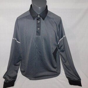 Callaway Black White  Reflective Detail Long Sleeve Golf Polo Shirt Mens XL